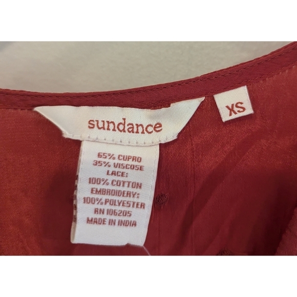 NWT Sundance Catalog Red Cupro Viscose Lace Embroidered Blouse Size XS - Picture 3 of 6
